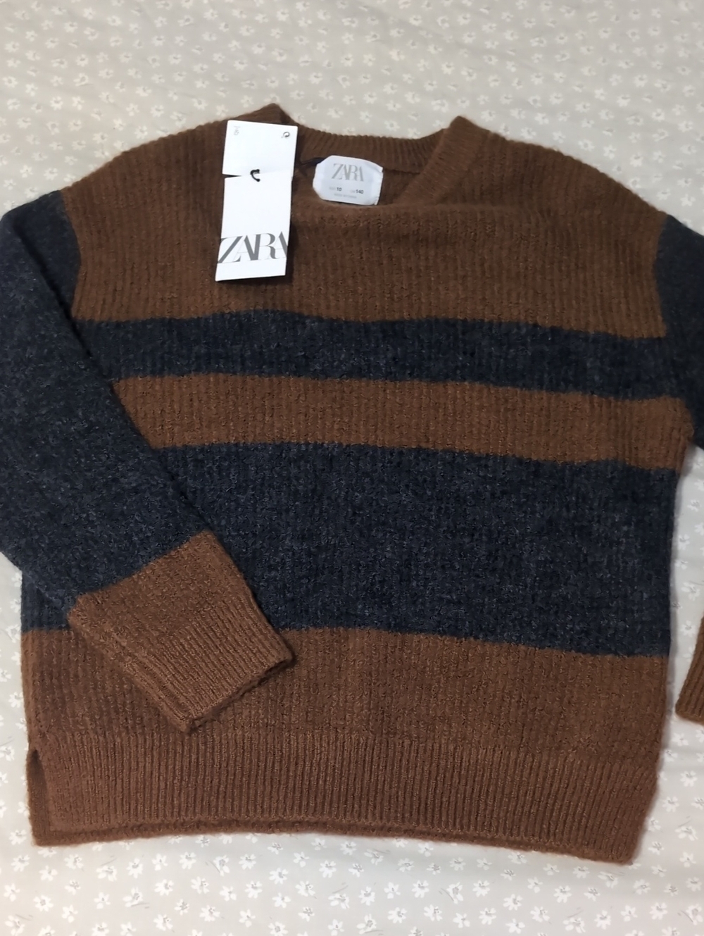 ZARA Brown & Charcoal Crewneck Sweatee/Boys-10/NWT